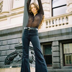 ROLLA'S Flared High Rise Blue Denim Jeans